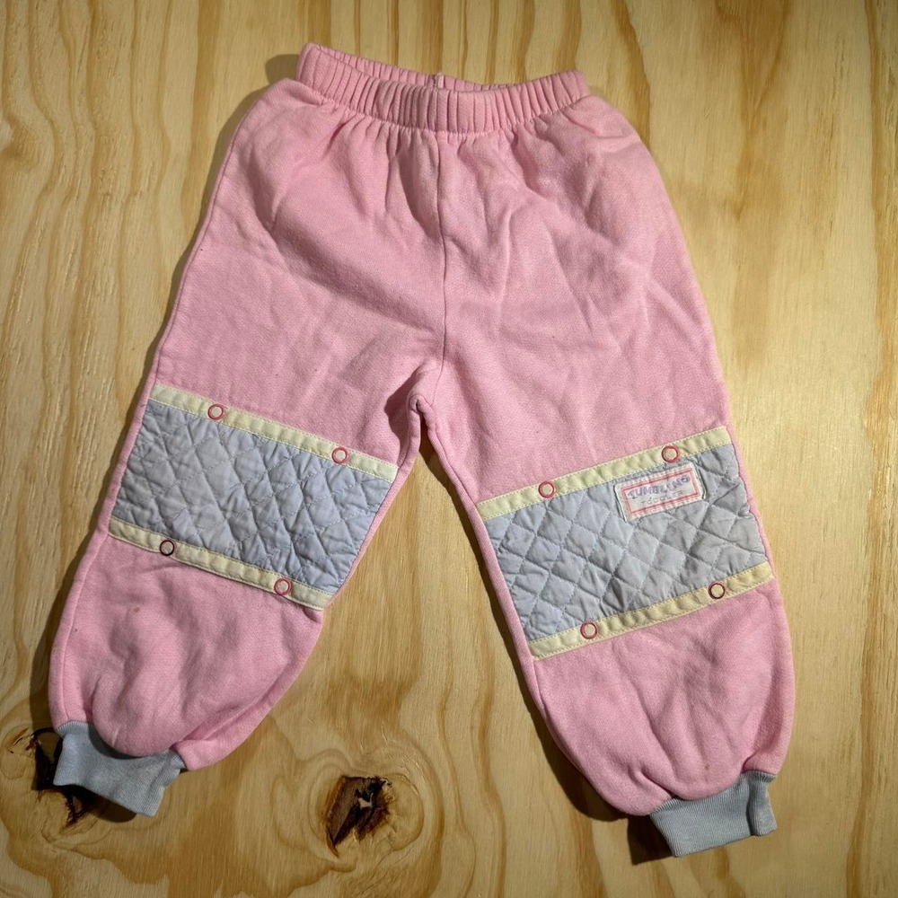 Vintage Carters 3T Toddler Pink Quilted Knee Sweatpants Joggers Made in USA
